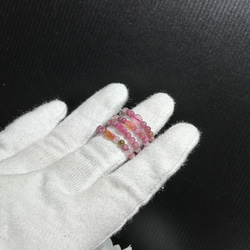 喜びや幸福～ピンクトルマリン　3ｍｍ　天然石指輪・ビーズリング　フリーサイズ　誕生石 5枚目の画像