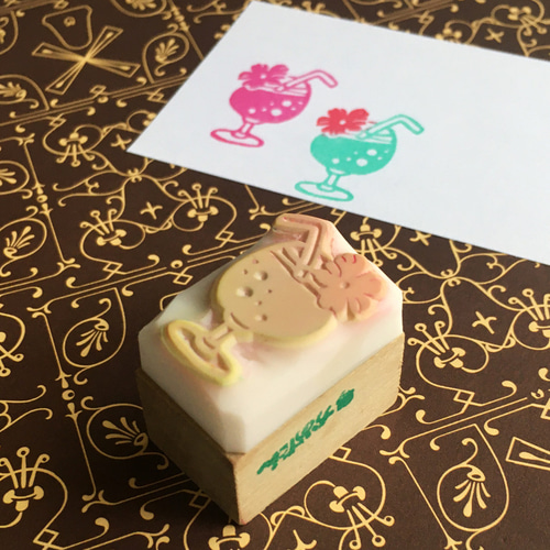 南国トロピカルジュースの消しゴムはんこ（持ち手つき） はんこ 