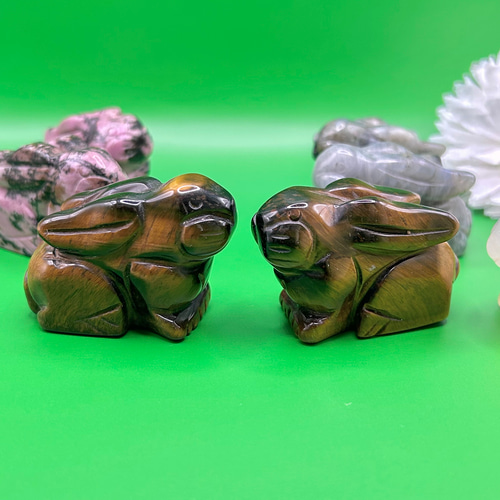 タイガーアイ・ロードナイト選択】50mm 1個 うさぎ（ウサギ）手彫り