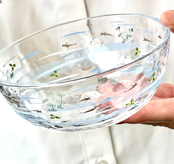 金彩メダカ　ガラス鉢　中サイズ 2枚目の画像