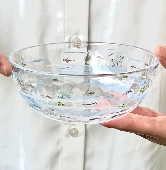 ブルー×金彩 ガラス鉢ボール