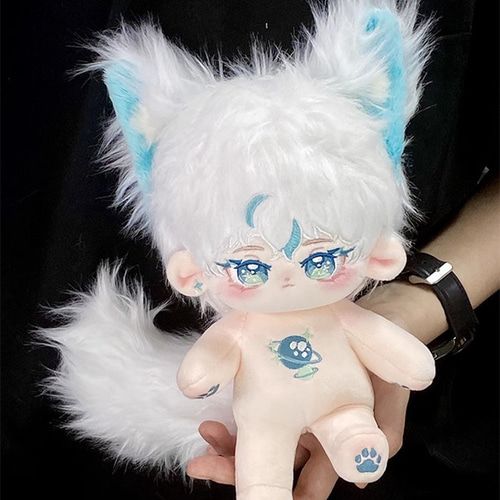 【コンビニ受取対応商品】 20cmぬいぐるみ 白髪青目の狐少年 かわいい 着せ替えぬいぐるみ ぬいぐるみ