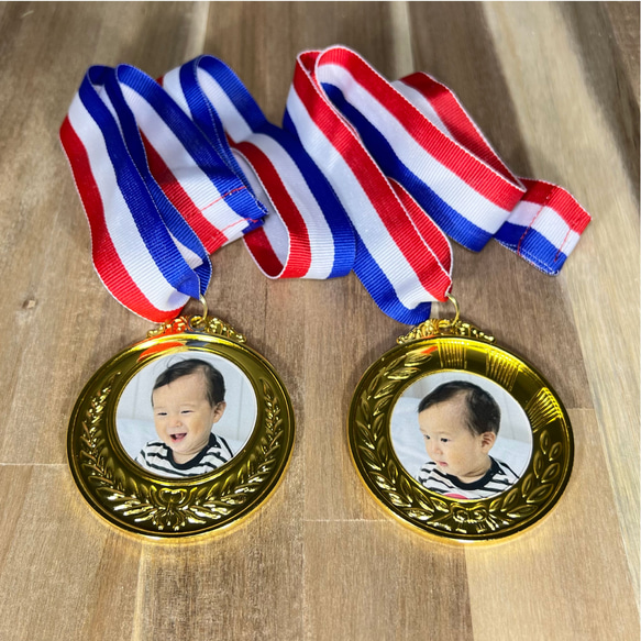受注制作 １個から頑張った記念にオリジナル金メダル️運動会 発表会 記念品 マラソン イベント 写真orイラストデザイン 9枚目の画像