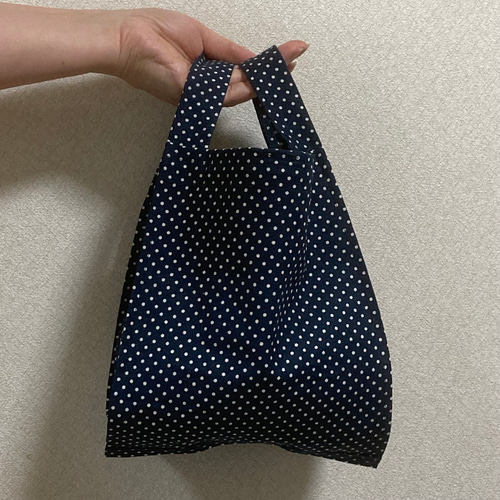 再販】ギンガム チェック ブラック ミニ コンビニ エコ バック