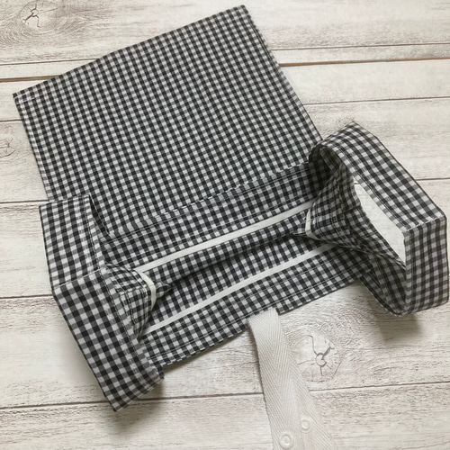 再販】ギンガム チェック ブラック ミニ コンビニ エコ バック エコ