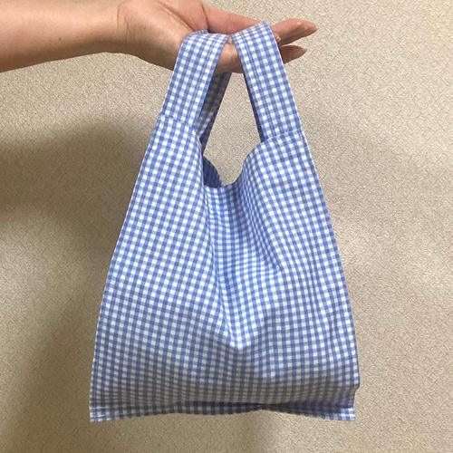 再販】ギンガム チェック ブラック ミニ コンビニ エコ バック エコ