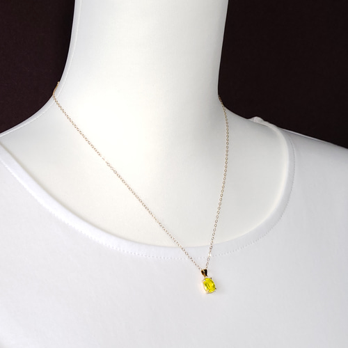 受注制作 蛍光Yellow ルモガーネット K14gf ネックレス ネオンカラー