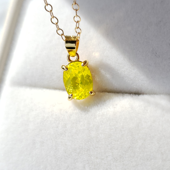 受注制作 蛍光Yellow ルモガーネット K14gf ネックレス ネオンカラー
