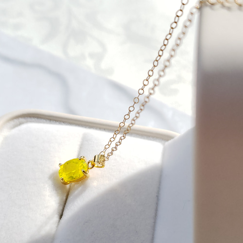 受注制作 蛍光Yellow ルモガーネット K14gf ネックレス ネオンカラー