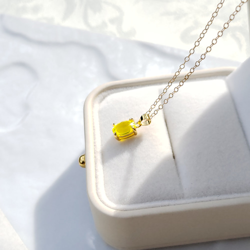 受注制作 蛍光Yellow ルモガーネット K14gf ネックレス ネオンカラー