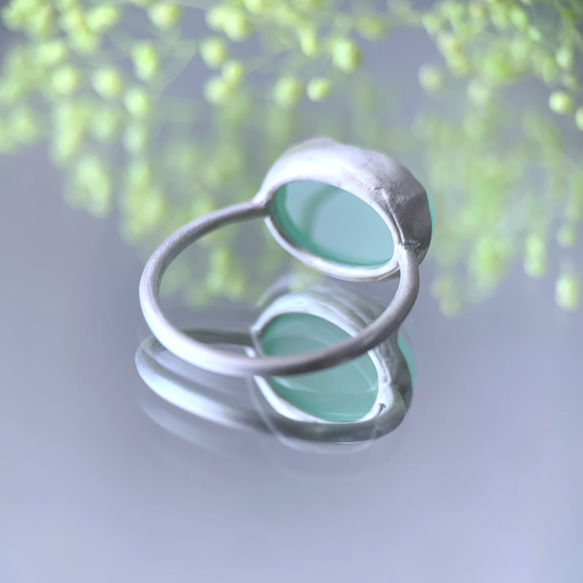 【受注制作】アップルグリーンカルセドニー　silver ring 5枚目の画像