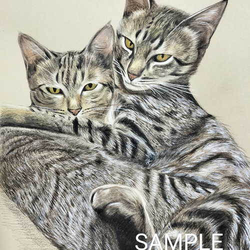 専用　色鉛筆画　絵画　原画　ペット　似顔絵　オーダーページです 色鉛筆画 【背景あり】ペットの似顔絵うちの子オーダー犬貓プレゼント