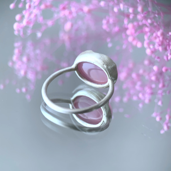 【受注制作】パープルピンクカルセドニー　silver ring 5枚目の画像
