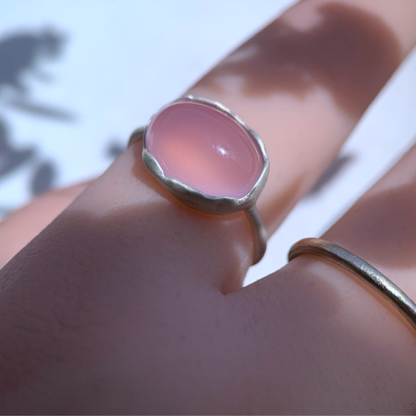 【受注制作】パープルピンクカルセドニー　silver ring 7枚目の画像