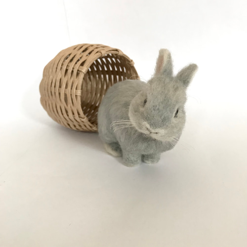 羊毛フェルト うさぎ ネザーランド・ドワーフ ハンドメイド ぽぽ ネザーランドドワーフ（うさぎ）白 植毛 羊毛フェルト Rinmama