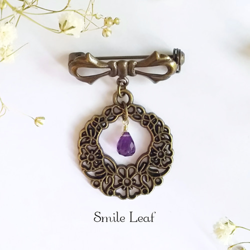 アメジストのアンティーク風ブローチ ブローチ irico 通販 16216643  