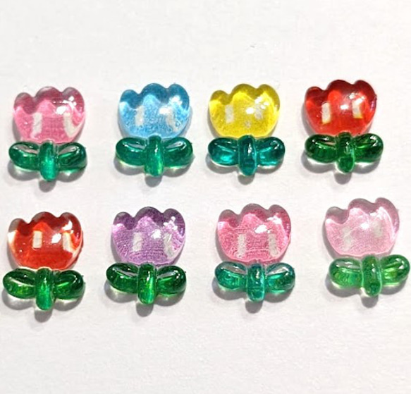 ＊送料84円～＊　チューリップパーツ　ぷっくり　プルプル　つやつや　花デコパーツ　フラワー　ネイル　レジン　アクセサリー 1枚目の画像