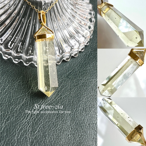 14kgf☆希少☆リビアングラス☆ダブルポイント25×11mm☆一粒ネックレス 
