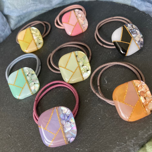 くすみカラー ハンドメイド レジン パステルカラー ヘア