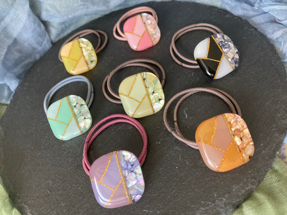 くすみカラー ハンドメイド レジン パステルカラー ヘアアクセサリー