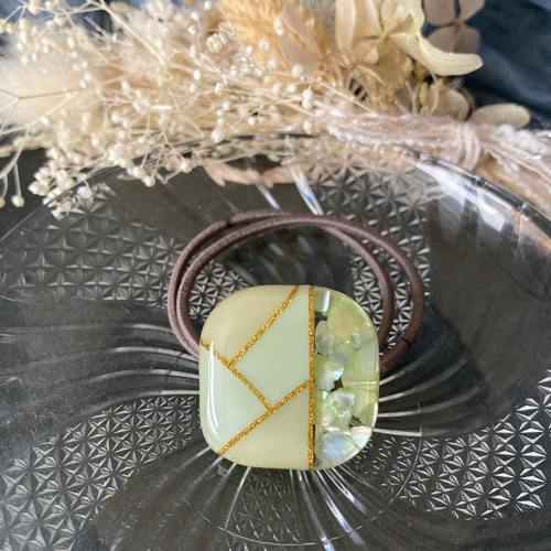 No.25 ハンドメイド レジン ヘアゴム スクエア No.25 ハンドメイド