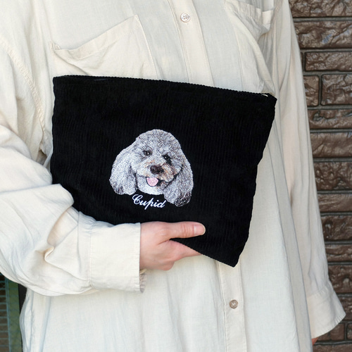 ワッペン／ うちの子ポーチ 写真から作るリアル刺繍オーダー