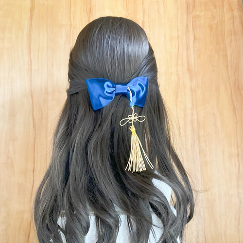 【バレッタ】王冠にゃんこフワフワリボン リボンバレッタ - ワンコ服KALINA 【 kalina_wans_gogoh 】