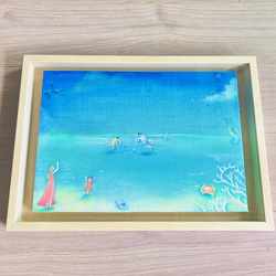 青い空と海で…＊手描きオーダーメイド油彩画＊水色のグラデーション絵画 5枚目の画像