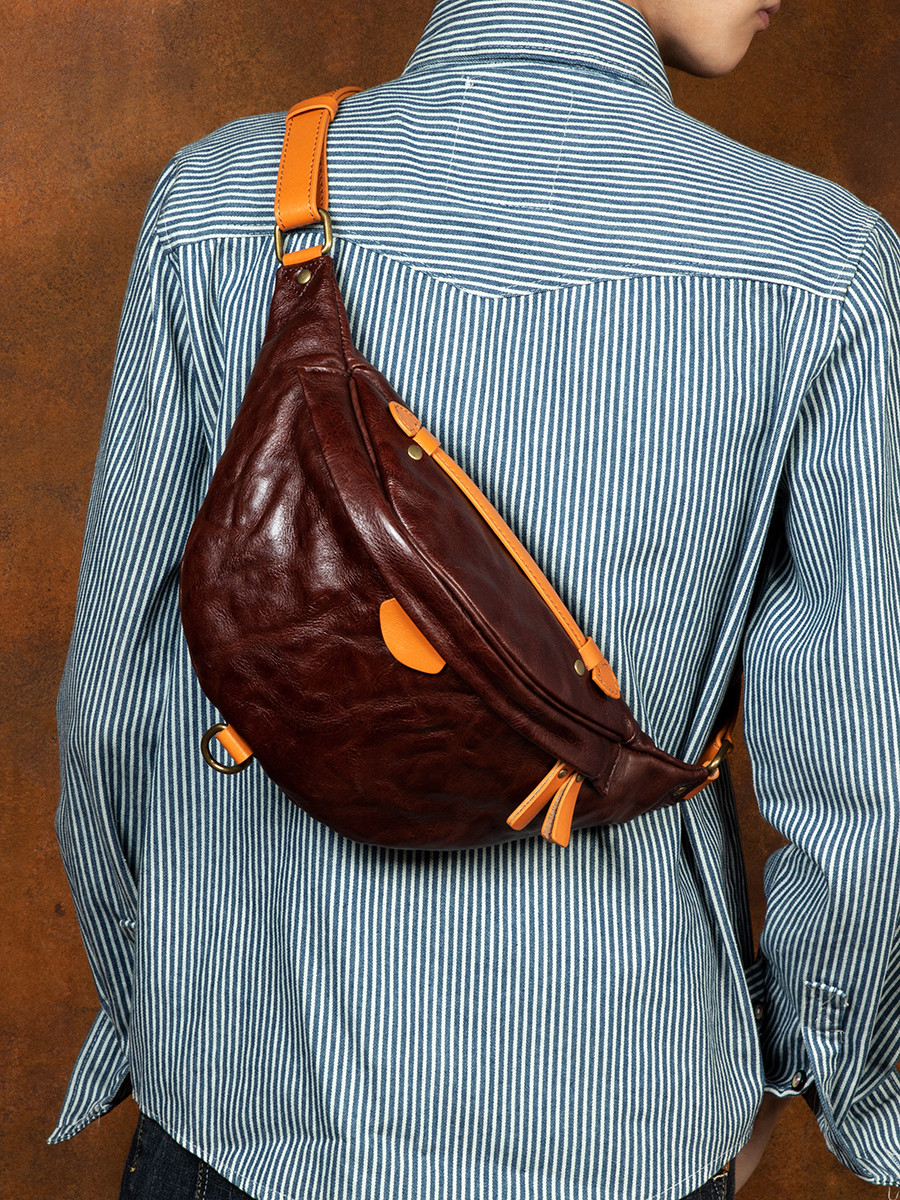 復古ボディバッグ 手作りウエストポーチ