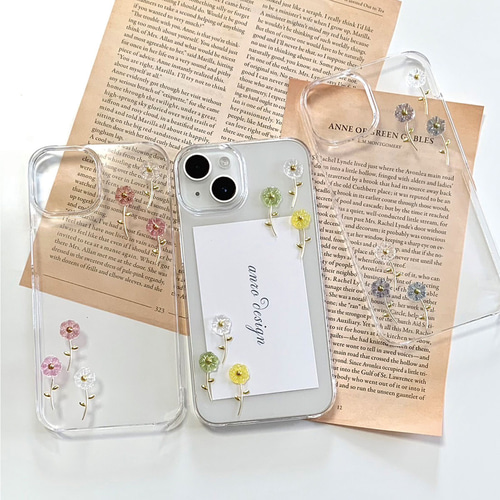 フラワー iPhoneケース クリア 花柄 スマホショルダー 花 16 16e
