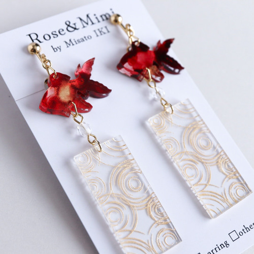 デザフェスプチ後夜祭】金魚風鈴イヤリング&ピアス イヤリング