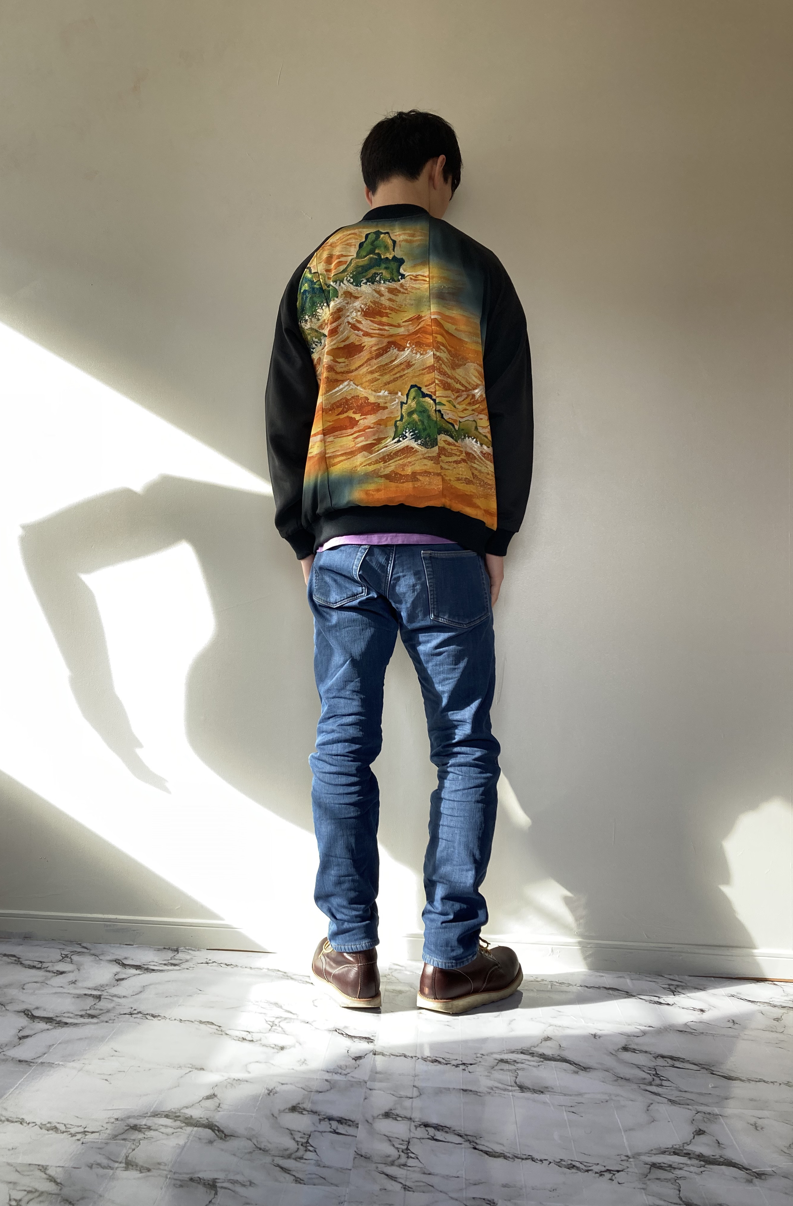 L,1点物,スカジャン,父の日ギフト,おしゃれなパパに,ジャケット,プレゼント,着物リメイク,ハンドメイド