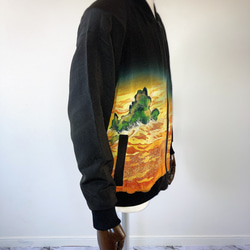 ハンドメイド　ジャケット　黒留袖から　着物リメイク　L ビンテージ 9枚目の画像