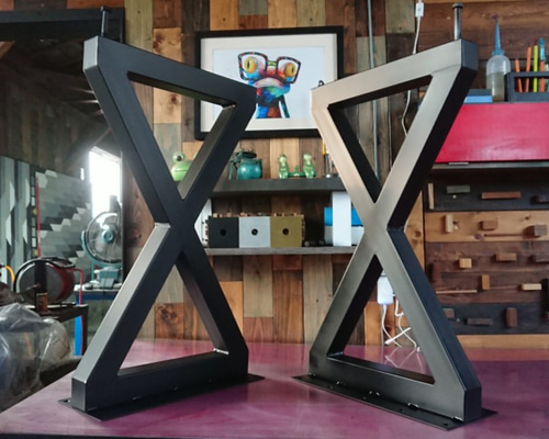 マットでアイアンな極太＆フラット鉄脚♪ 50×700×467 □型 2脚ver. マットブラックでアイアンな極太鉄脚♪50×400×600mm 8型 2脚ver