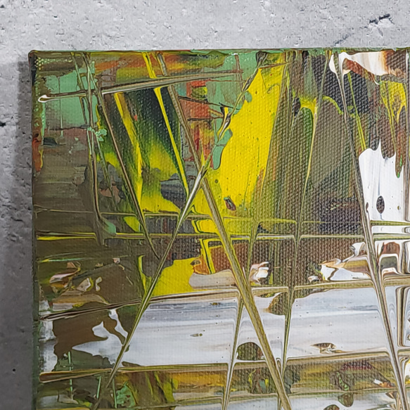 ひろ・あおき　作　「盤017 」　アクリル/キャンバス　S3　27.3x27.3cm　抽象絵画　現代アート　スクエア 4枚目の画像