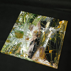 ひろ・あおき　作　「盤018 」　アクリル/キャンバス　S3　27.3x27.3cm　抽象絵画　現代アート　スクエア 13枚目の画像