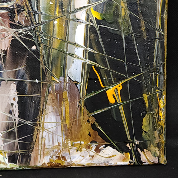 ひろ・あおき　作　「盤018 」　アクリル/キャンバス　S3　27.3x27.3cm　抽象絵画　現代アート　スクエア 2枚目の画像