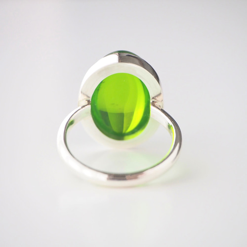 Green amber ring【セミオーダー さおり様】-グリーン アンバー 琥珀