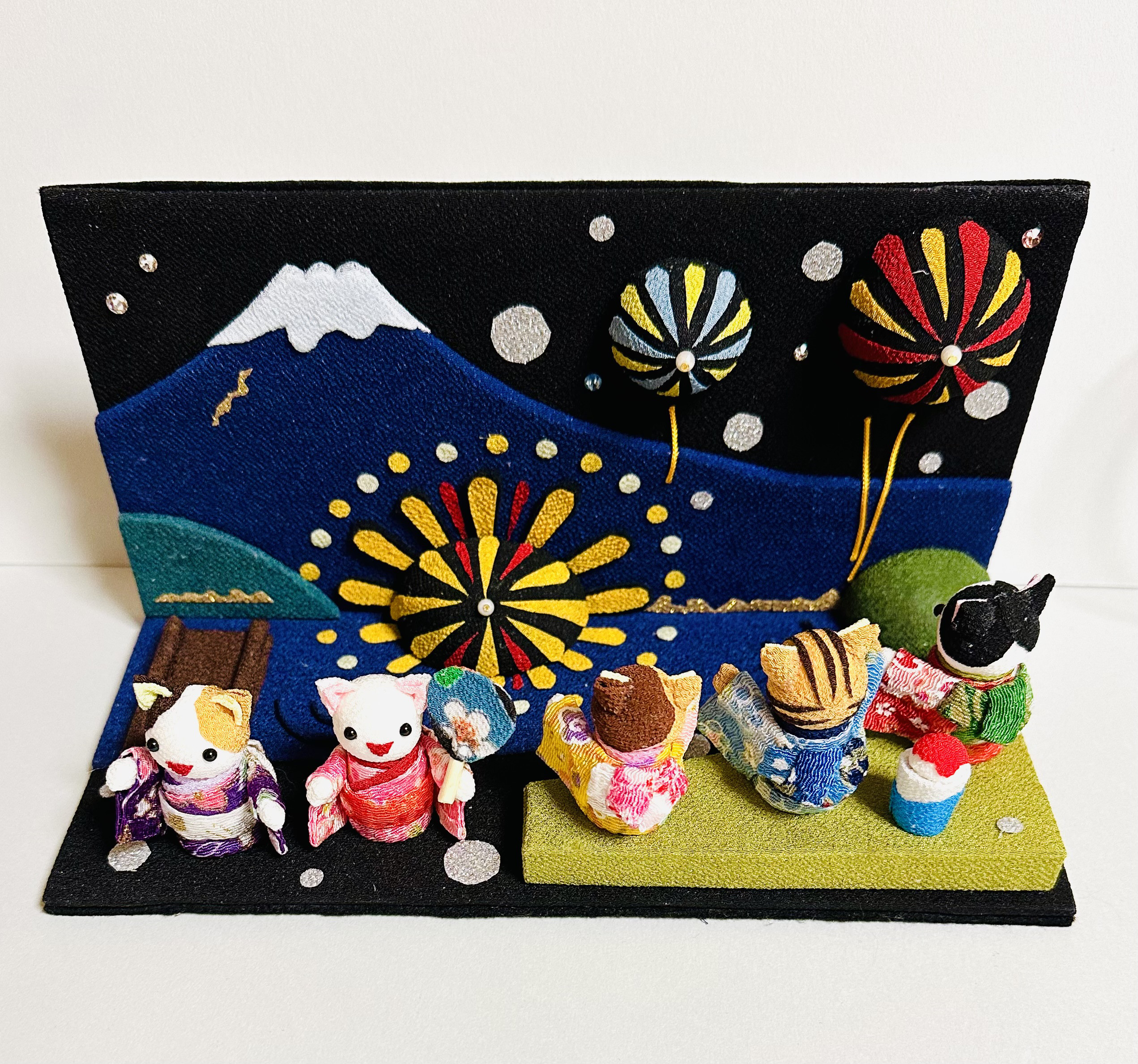 手作り　ひょうたん　置き物　富士山