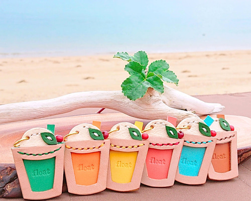 再販》＼夏が来た！／クリームソーダ&フロート◎レザーキーホルダー6