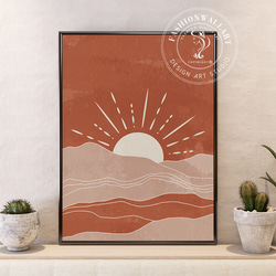 原画】ボタニカルラインアート約24cm x 24cm 北欧テイスト