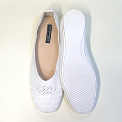 ◆僅售23.5cm◆ 簡單輕便的針織材質平底高跟鞋（白×白雨紋） 第6張的照片