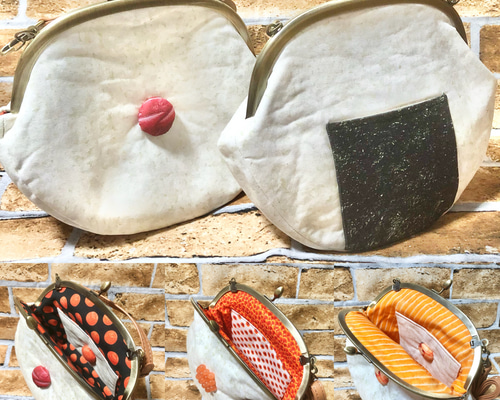 がま口ショルダーバッグ 本物みたいなおにぎり ショルダーバッグ Qué