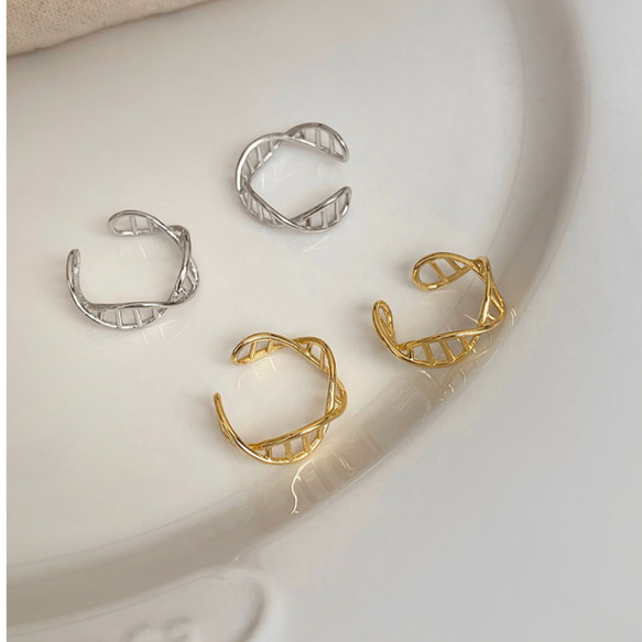 ペア/両耳用】SV925 小ぶり 螺旋 イヤーカフ ノンホール