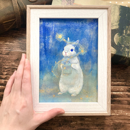 日本画『星放つうさぎ』 /原画 風景画 星 絵画 紫苑工房 通販