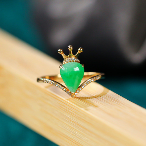 ひすい・翡翠 ダイヤモンドリング JD 0.838ct D 0.38ct K18YG