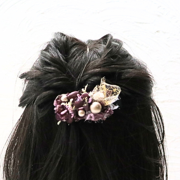 髪飾り 和装 手作り 成人式 パール 花 青 黄 紫 ピンク クリップ 子供 ヘアアクセサリー 入学式  230210B 4枚目の画像