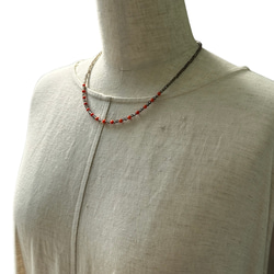 スモーキークォーツに赤珊瑚玉　涼感　大人の夏に　オリジナルネックレス　R50709H2 5枚目の画像