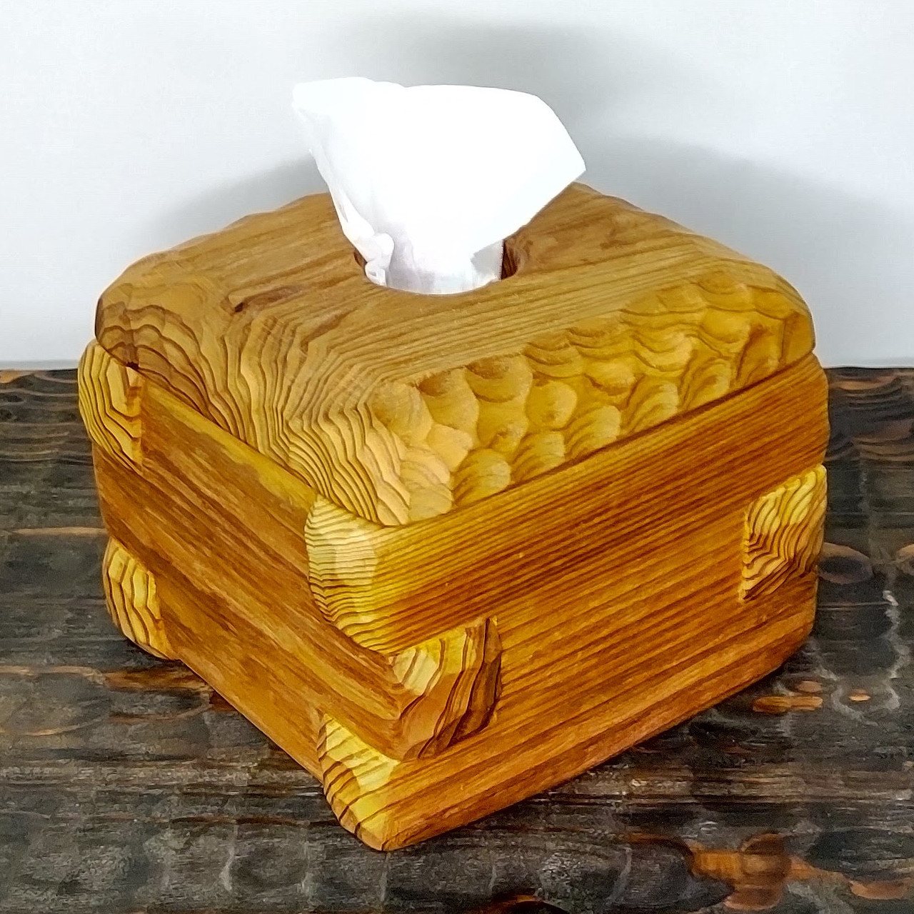 杉の木組み　ハーフティッシュケース、ティッシュボックス