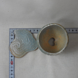渦巻海色陶製植木鉢(2)皿付き 16枚目の画像